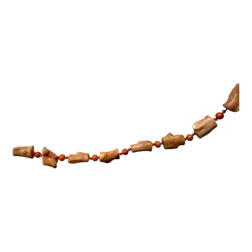 Vintage Salmon Branch Coral Hand Knotted Necklace - Picture 3 of 9